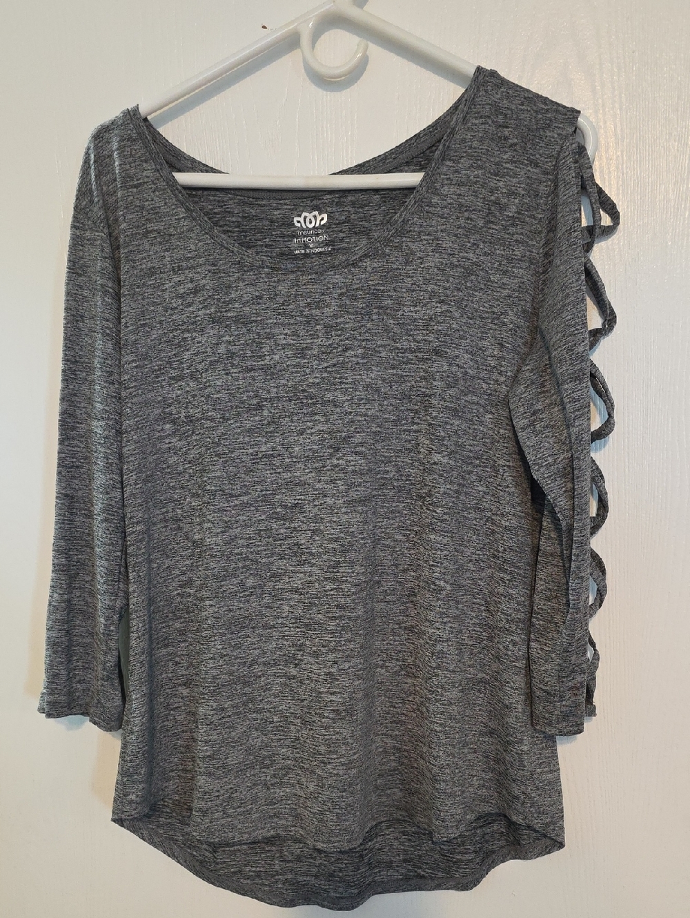 Maurices Gray Ladder-Sleeve Long Sleeve Top